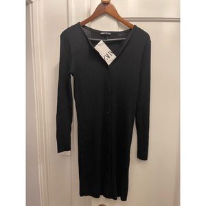 Black midi button up sweater dress